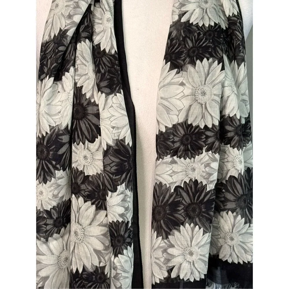 Black/White Floral Scarf/Wrap